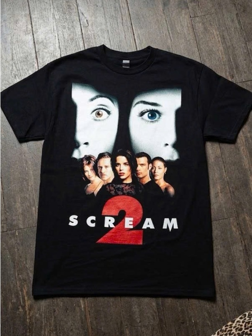 Black Scream 2 Horror Graphic Tee with Red Accent